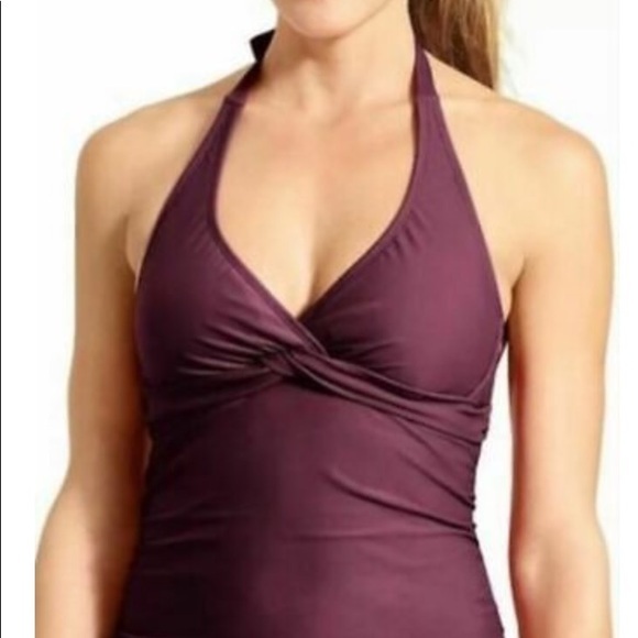 Athleta Tara Halter Tankini Top 40 B/C Maroon